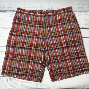 Tommy Hilfiger Golf Plaid Bermuda Shorts Mens 36 Red Red Black Flat Front